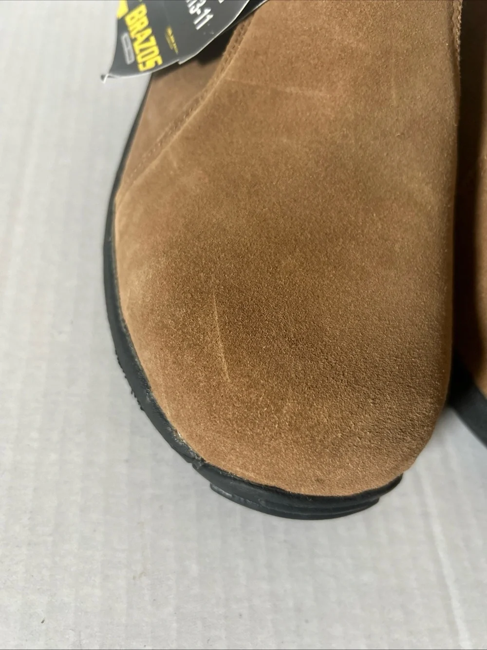 BRAZOS Steel Toe Slip Resistant Suede Work Shoes Size 10 Slip-on Brown Black NEW